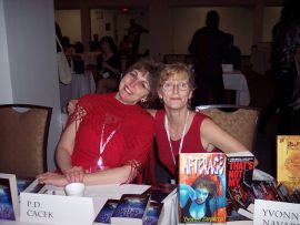 Ladies in Red: P.D. Cacek and Yvonne Navarro. 